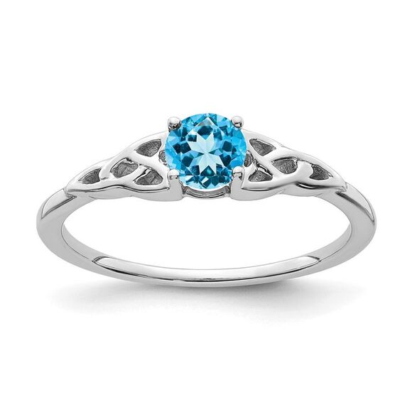 Kazi Luxury 14K White Gold Blue Topaz Celtic Knot Ring